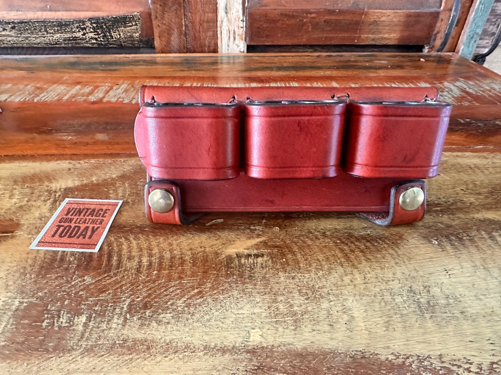 Vintage San Pedro Brown Leather Six 12 Gauge Shell Belt Slide Carrier