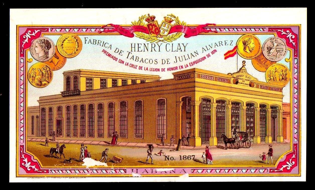 Henry Clay - Fabrica de Tabacos de Julian Alvarez - EX RARE Cigar Box Label Henry Clay - Fabrica de Tabacos de Julian Alvarez - EX RARE Cigar Box Label