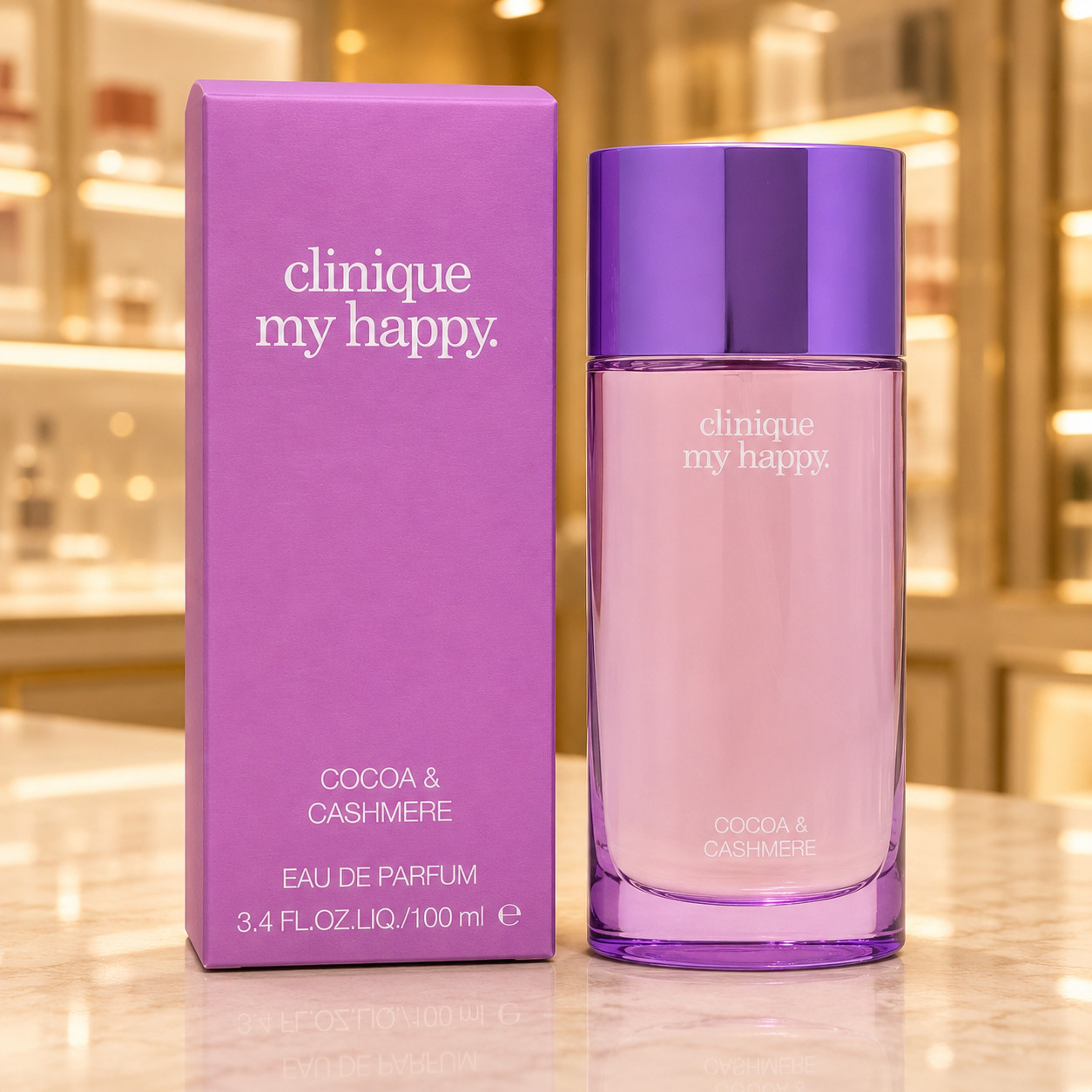 Clinique My Happy Cocoa and Cashmere By Clinique EDP Spray 3.4 oz New Sealed Box Clinique My Happy Cocoa and Cashmere By Clinique EDP Spray 3.4 oz New Sealed Box