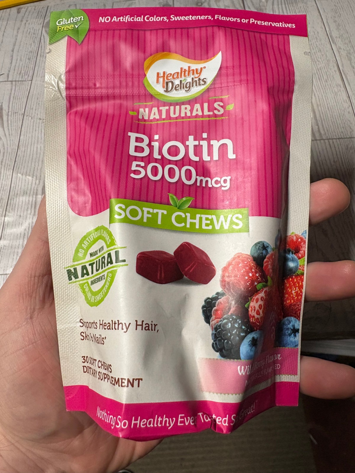 healthy delights naturals biotin 5000 mg 30 soft chews