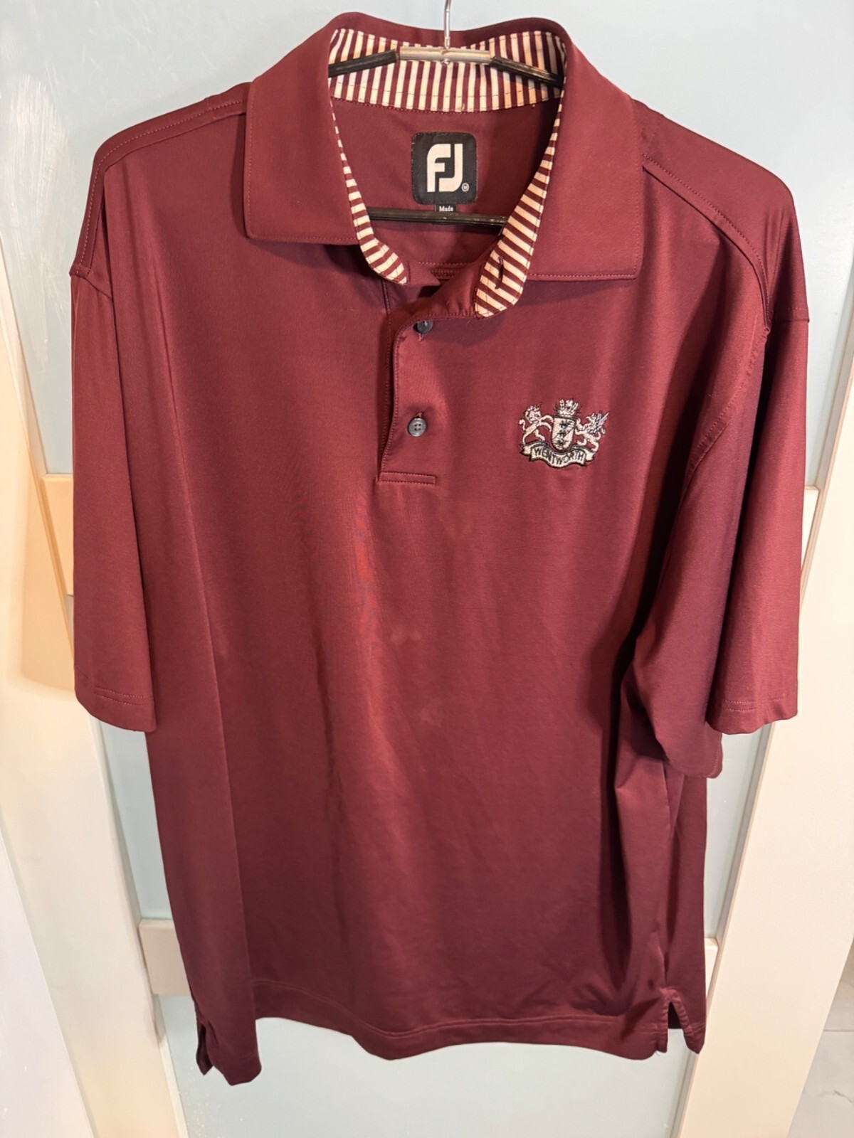 Footjoy Mens Maroon Wentworth Golf Polo Shirt M 88% Polyester 12% Spandex   20-9