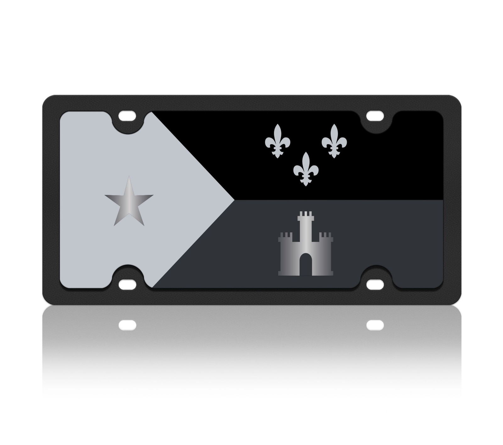 Acadiana Flag Carbon Steel License Plate (Carbon Black)
