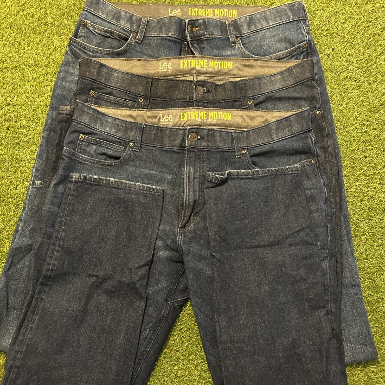 Lot Of 3 Lee Extreme Motion Straight Fit Tapered Leg Jeans Blue 40x36 Mens Pants