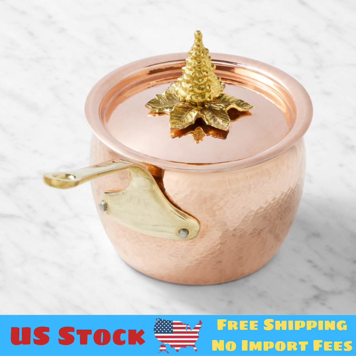 Ruffoni Historia Hammered Copper Saucepan with Tree Knob, 1.8-Qt