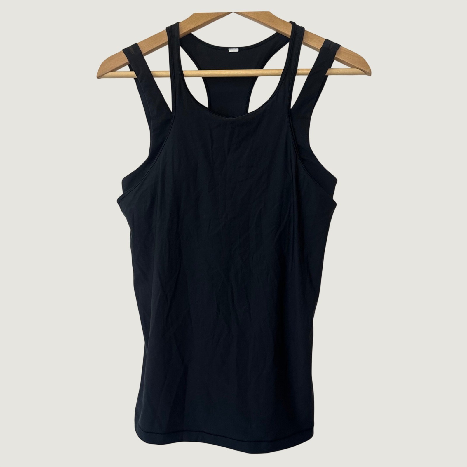 Lululemon Black Racerback Tank Top with Built-in Shelf Bra and Mesh Detail