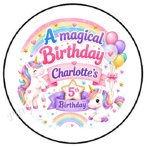 UNICORN PERSONALIZED CUSTOM BIRTHDAY AGE NAME SEALS LABELS STICKERS PARTY FAVORS