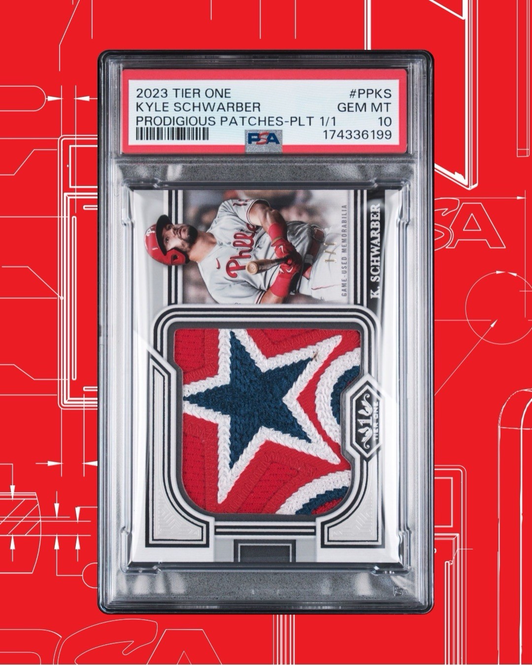 2023 Topps Tier One - Prodigious Patches Kyle Schwarber 1/1 PSA 10 2023 Topps Tier One - Prodigious Patches Kyle Schwarber 1/1 PSA 10