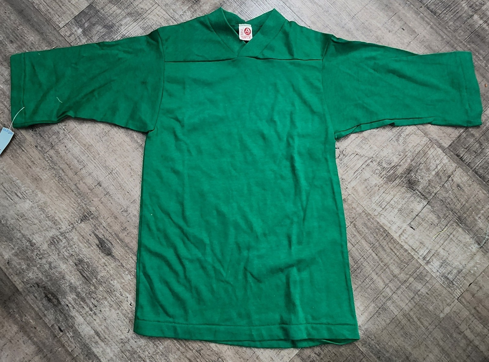 Vintage New Artex 1990s Blank Green T-Shirt Kids Medium-3/4 Sleeve/USA Made