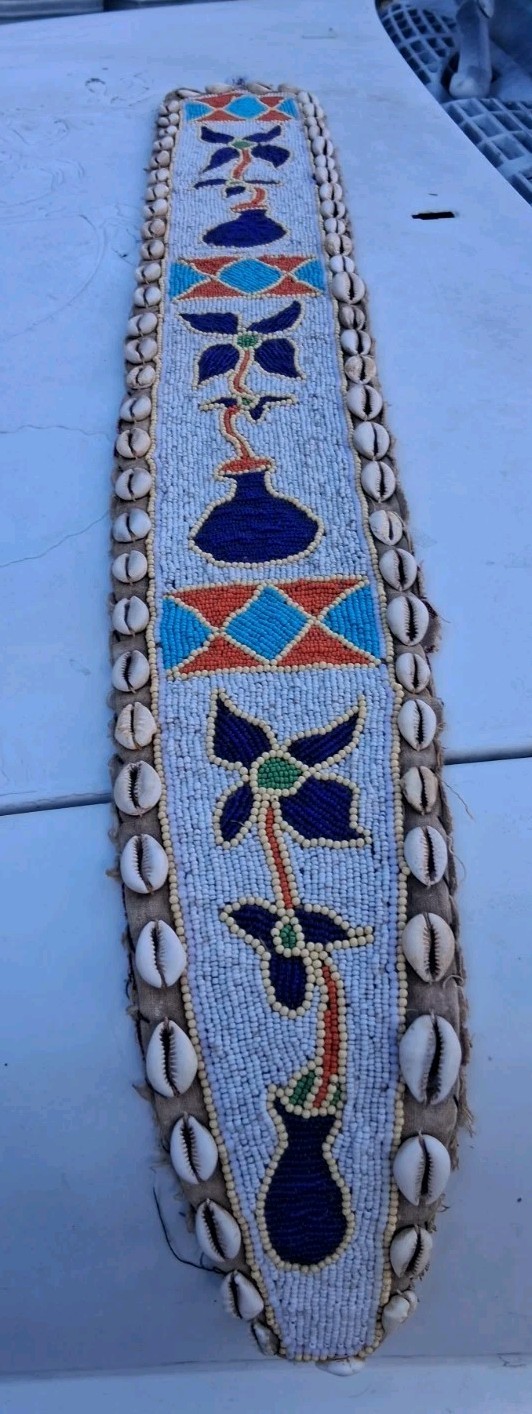  OLDER YORUBA DIVINERS BEADED SASH NIGERIA RAISED BEADWORK  HTF