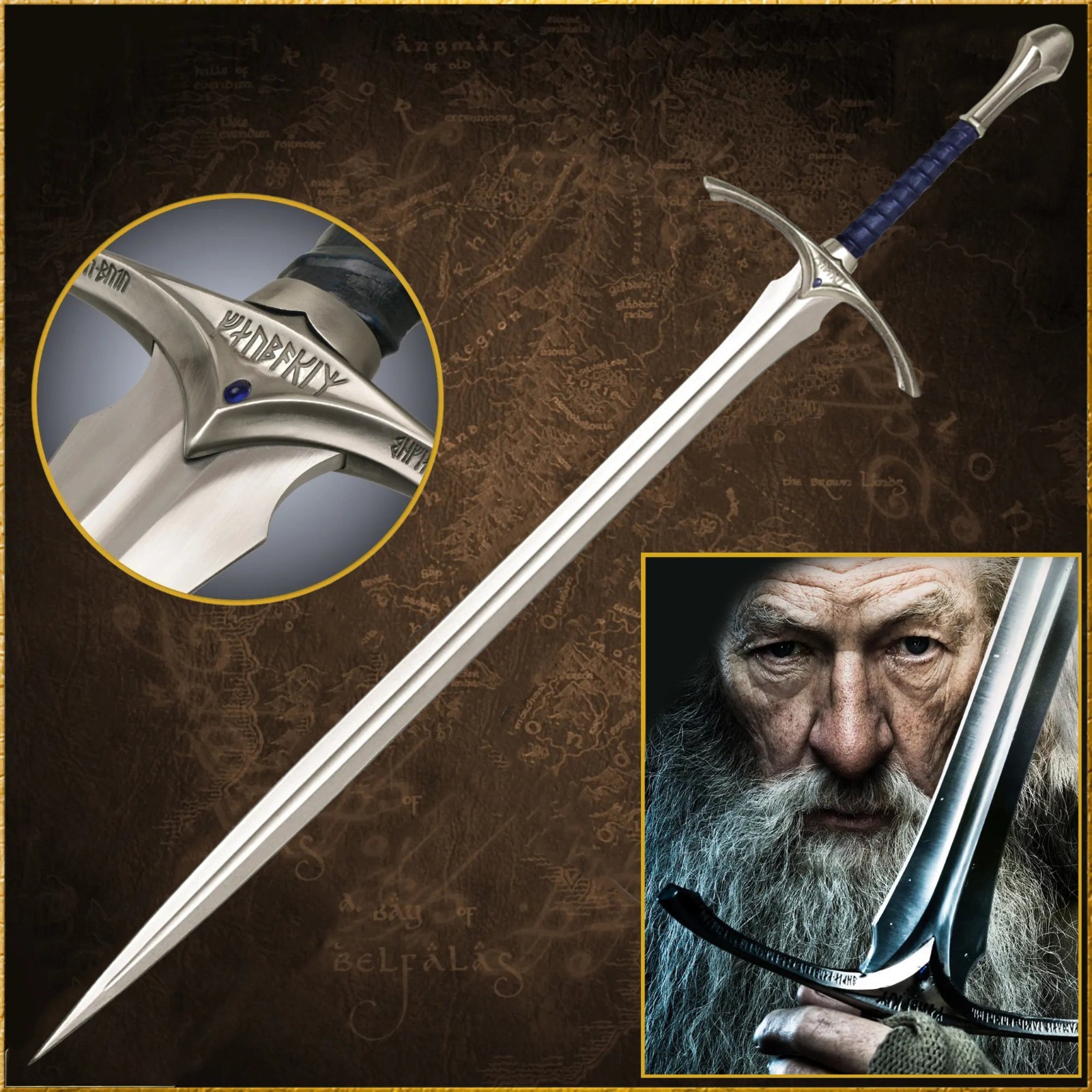 44”Gandalf’s Glamdring Sword Replica –Lord of the Rings with Wall Display Mount