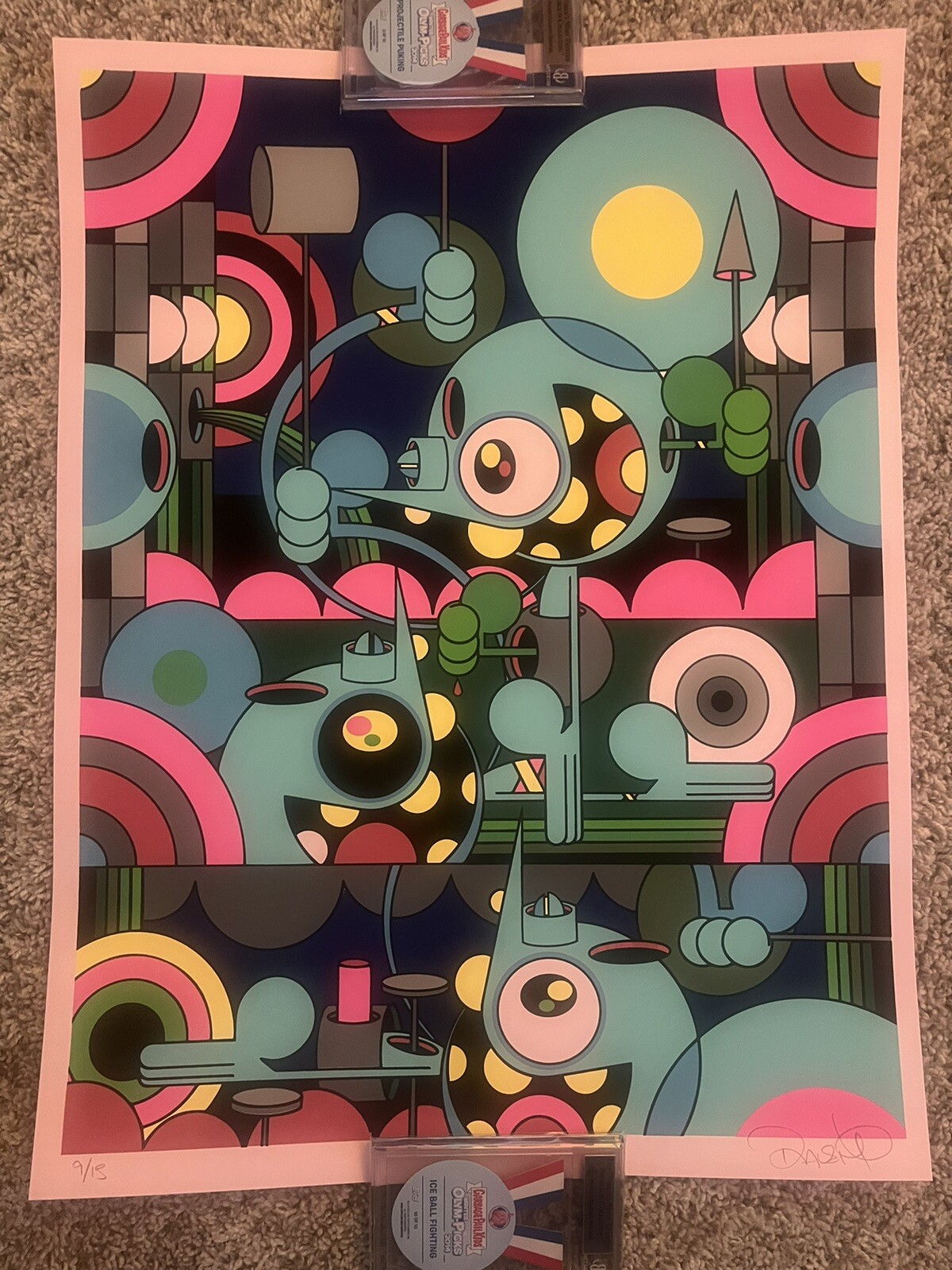 Dalek 2023 Space Monkey 18x24 Signed Night Time Pink Card Stock Print #ed 09/15