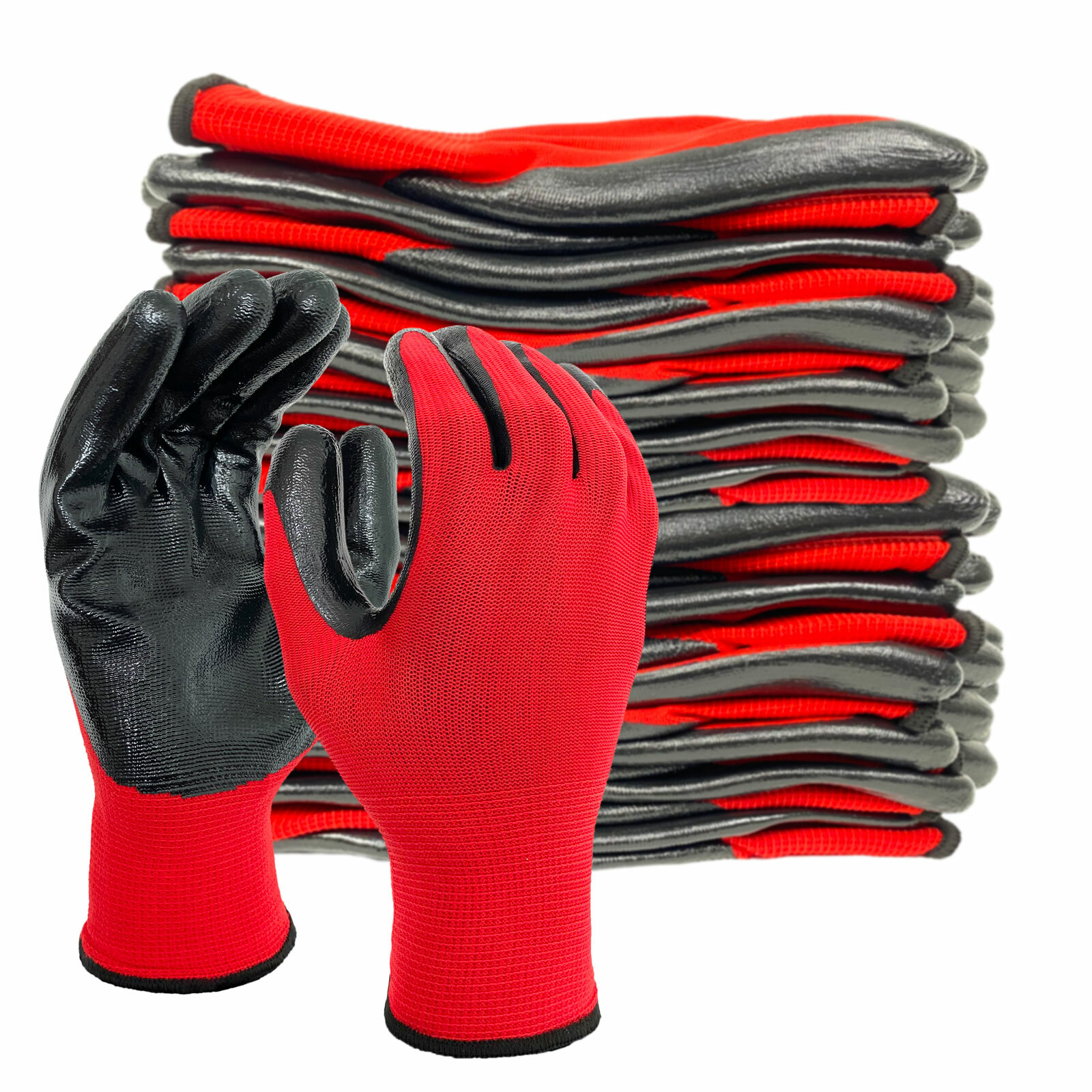 EvridWear 12 Pairs Lightweight Nitrile Coated Grip Work Gloves