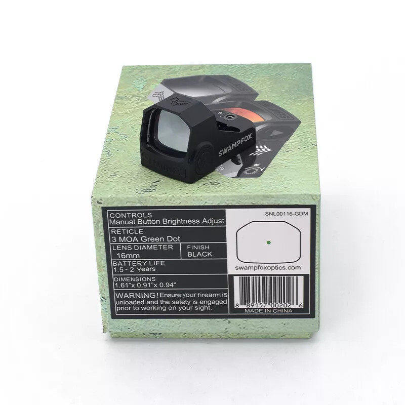 Swampfox Sentinel 1x16mm 3MOA RMSc Micro Reflex Green/Red DOT Sight SNL00116