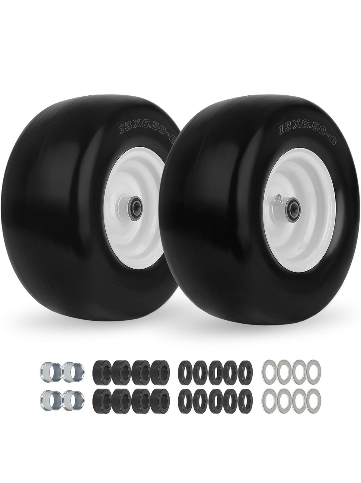 GICOOL 2-Pack 13x6.50-6 Flat Free Lawn Mower Tire Wheel Smooth Tread GICOOL 2-Pack 13x6.50-6 Flat Free Lawn Mower Tire Wheel Smooth Tread