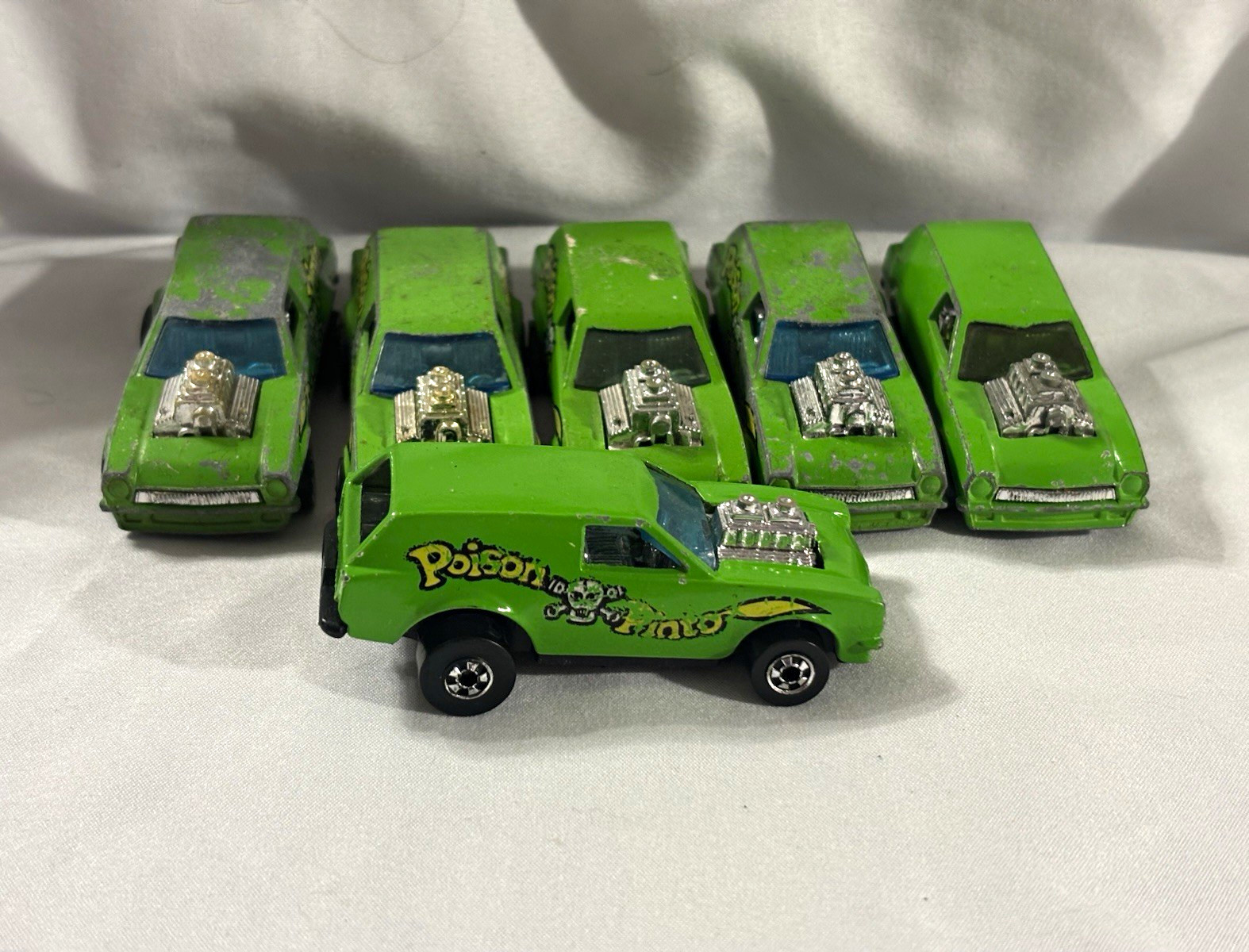 Vintage 1975 Hot Wheels Poison Pinto Lot of 6 Green Blackwall Diecast Cars Vintage 1975 Hot Wheels Poison Pinto Lot of 6 Green Blackwall Diecast Cars