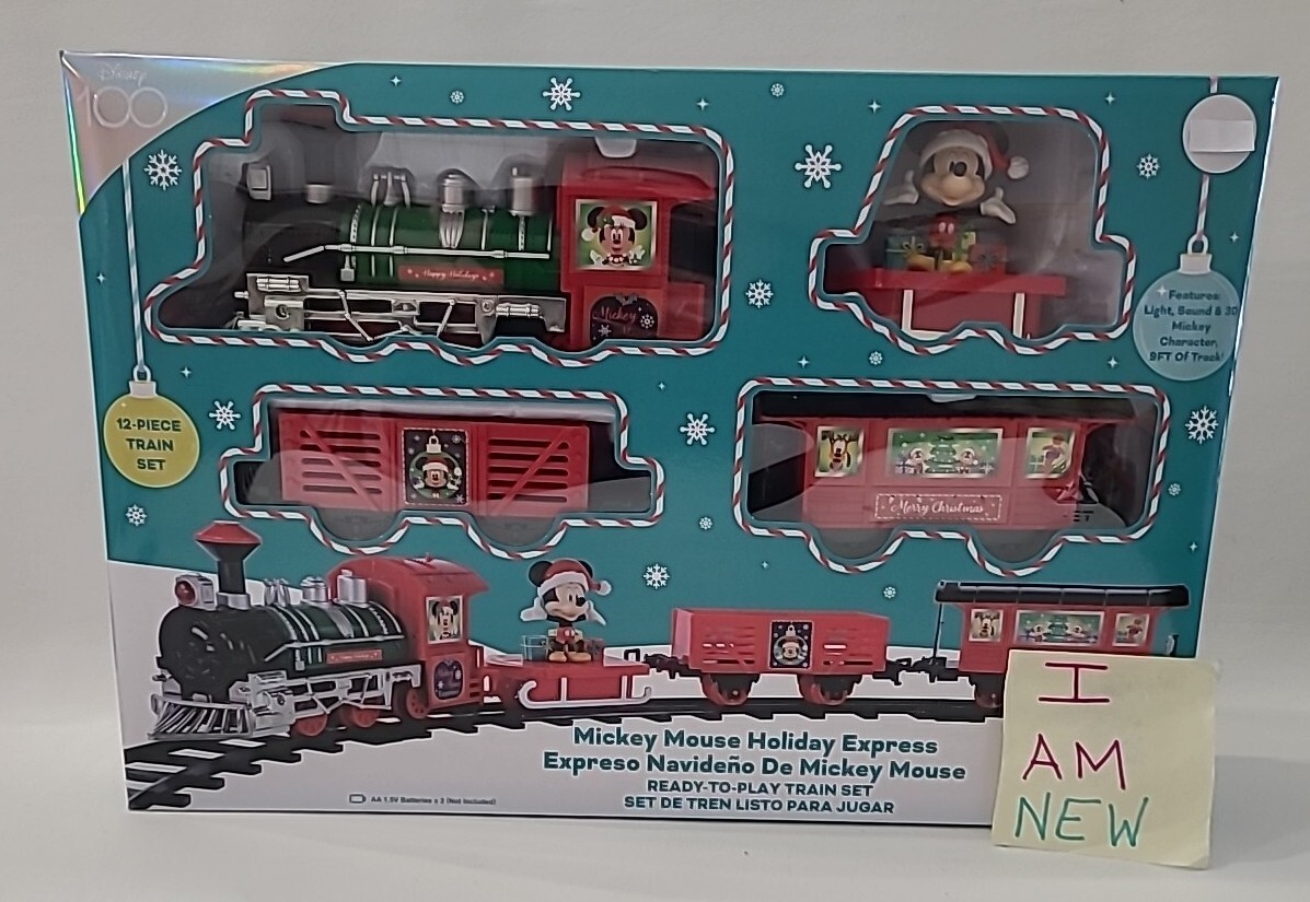 Disney 100 Mickey Mouse Christmas Express Train Set 12 Piece Battery Powered Ruz