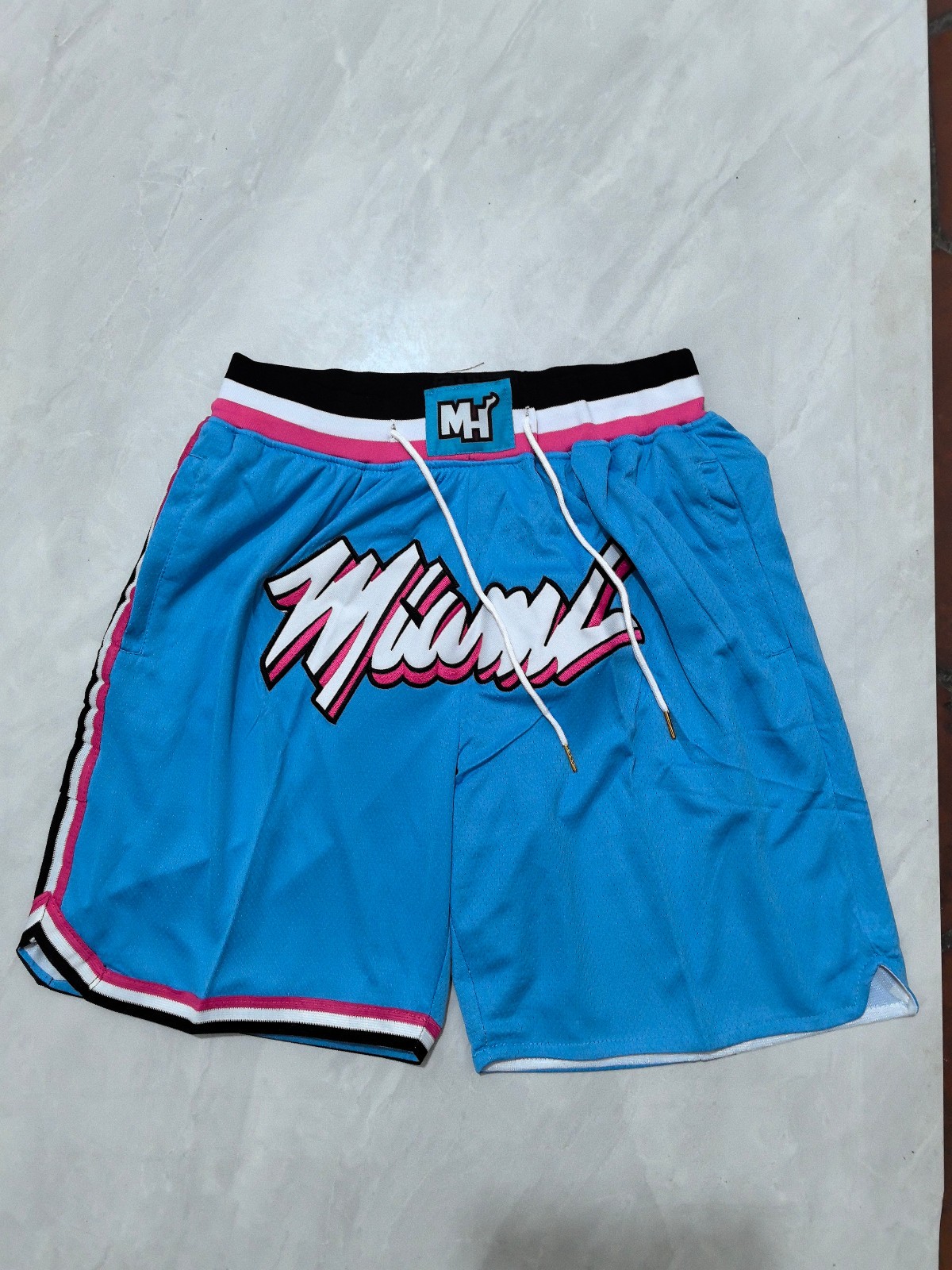 New Miami Heat Men Blue Pockets stitched Shorts Size US