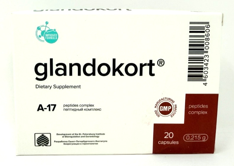 A-17 Glandokort Natural Khavinson Adrenal Peptides Bioregulator 20 Capsules A-17 Glandokort Natural Khavinson Adrenal Peptides Bioregulator 20 Capsules