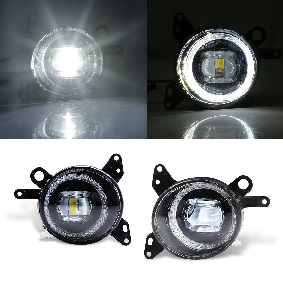 For Mitsubishi Lancer Lancer 2008-2014 LED Fog Light White with Angel Eyes Halo