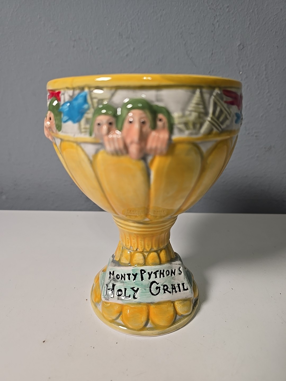Vintage Monty Python\'s Yellow Ceramic Holy Grail Goblet Movie Promo Cup Mug 6\ Vintage Monty Python\'s Yellow Ceramic Holy Grail Goblet Movie Promo Cup Mug 6\