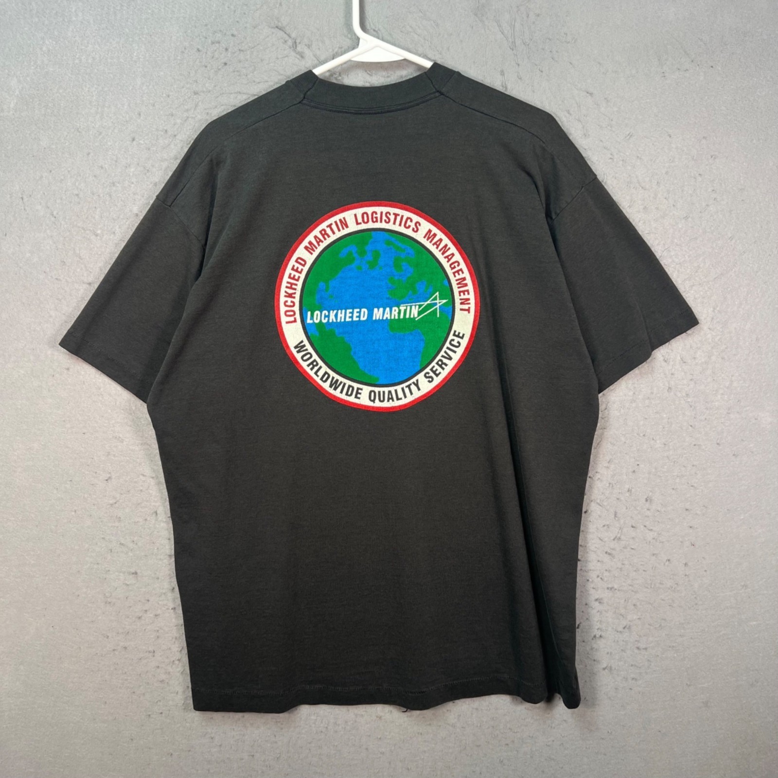 Vintage Lockheed Martin Logistics Management T-Shirt Size XL Black