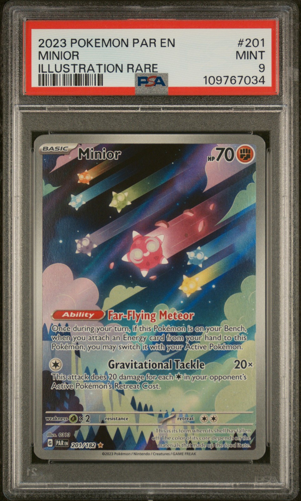 2023 Pokemon Par En-Paradox Rift #201 Minior Illustration Rare PSA 9 2023 Pokemon Par En-Paradox Rift #201 Minior Illustration Rare PSA 9