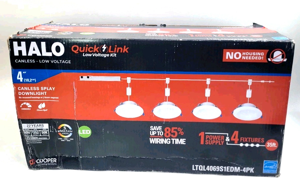 HALO QuickLink Low Voltage 6 in Selectable CCT 600 Lumens Canless LED 4 Pack NEW