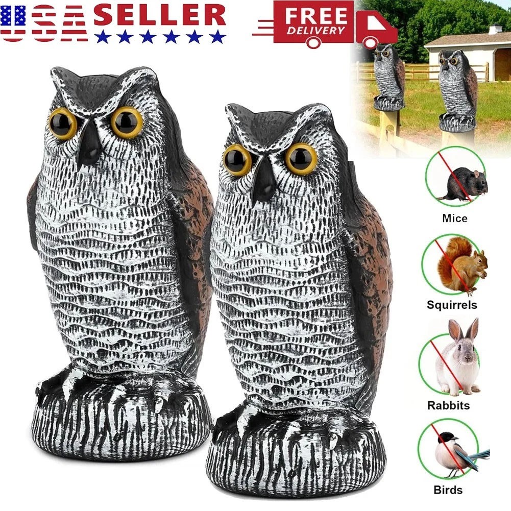 2PCS Owl Decoy Statue Protect Garden Yard Scare Birds Away Pigeon Repellent 2PCS Owl Decoy Statue Protect Garden Yard Scare Birds Away Pigeon Repellent