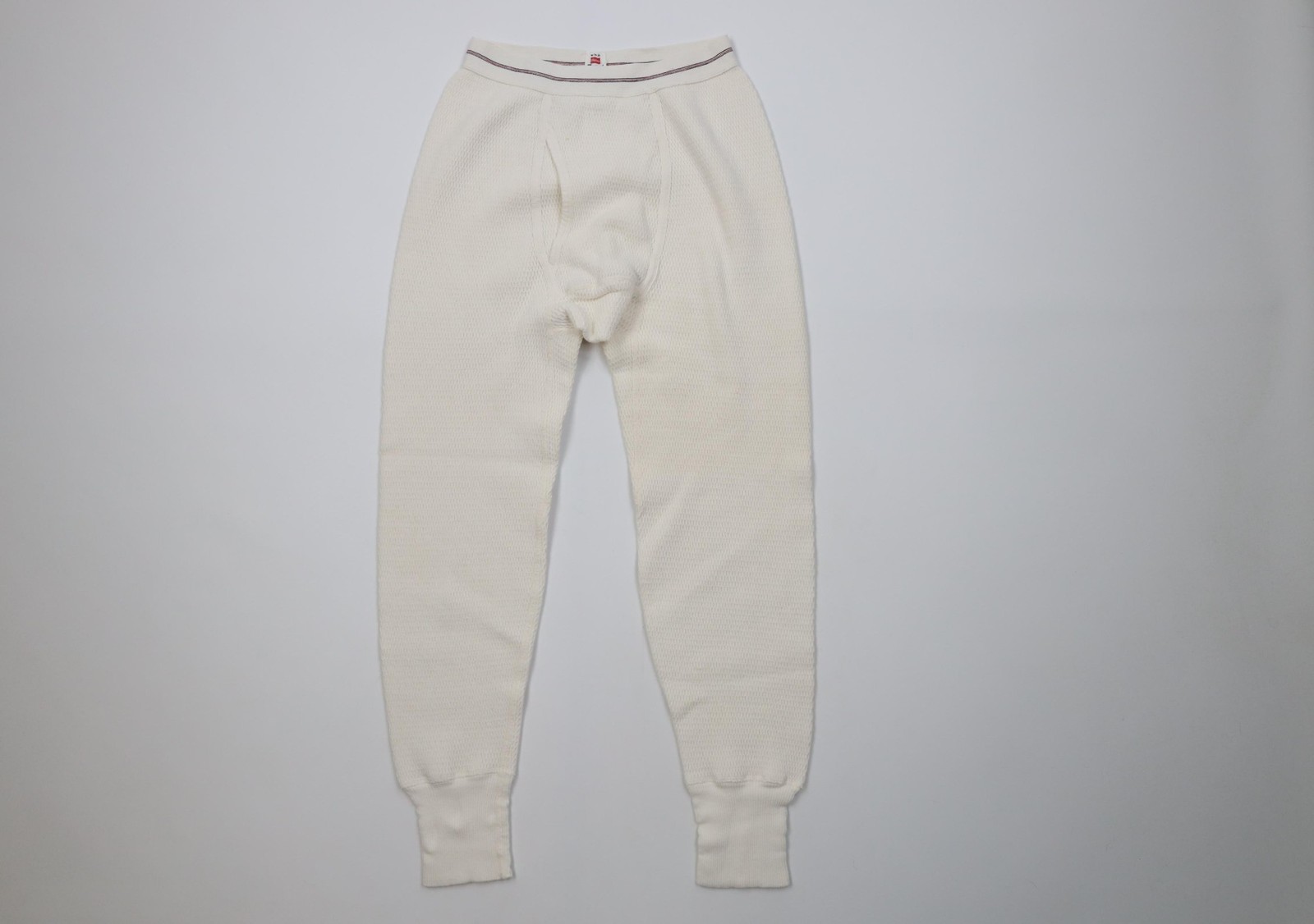 Vtg 60s Hanes Thermal Knit Mens Medium Blank Cuffed Joggers Pants Base Layer USA