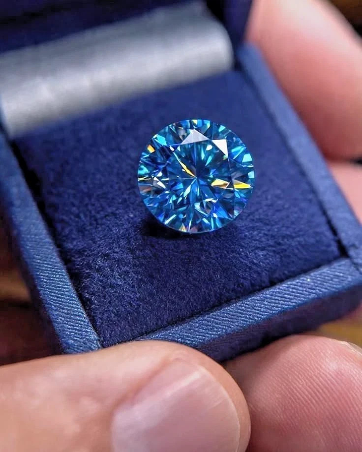 10.00 CT Round Cut Lab Grown Loose CVD Diamond Natural Blue Color VVS1 Certified
