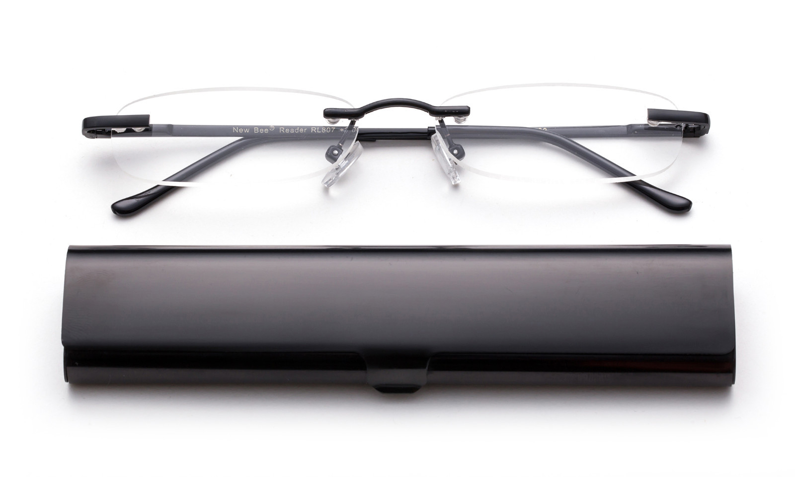 Classic Rimless Compact Reading Glasses Readers Travel Slim Design with Case