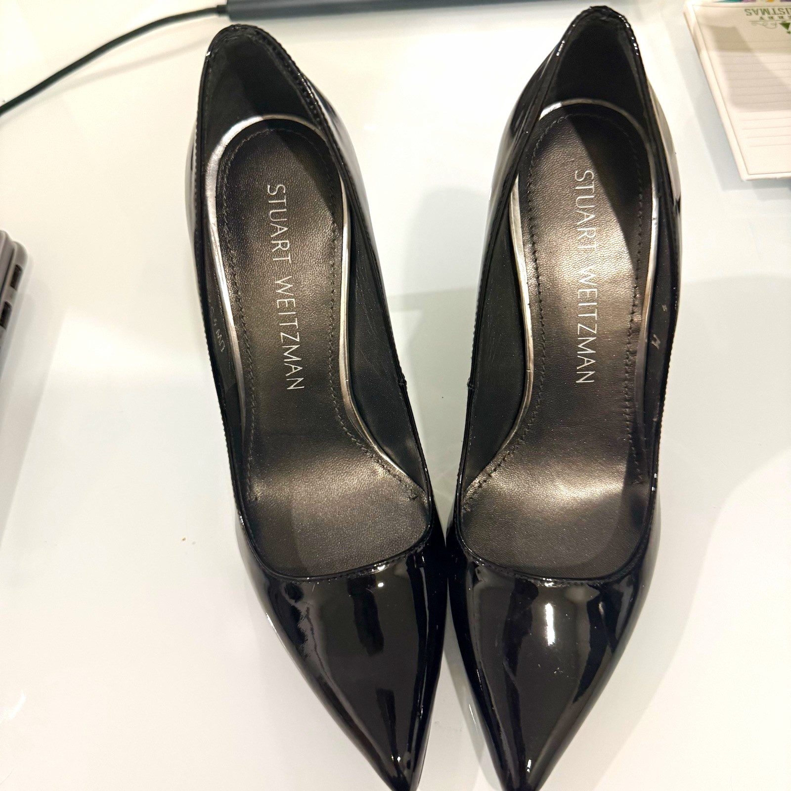 Stuart Weitzman Black Patent Leather Pointed Toe Stiletto Pumps Women 4 Stuart Weitzman Black Patent Leather Pointed Toe Stiletto Pumps Women 4