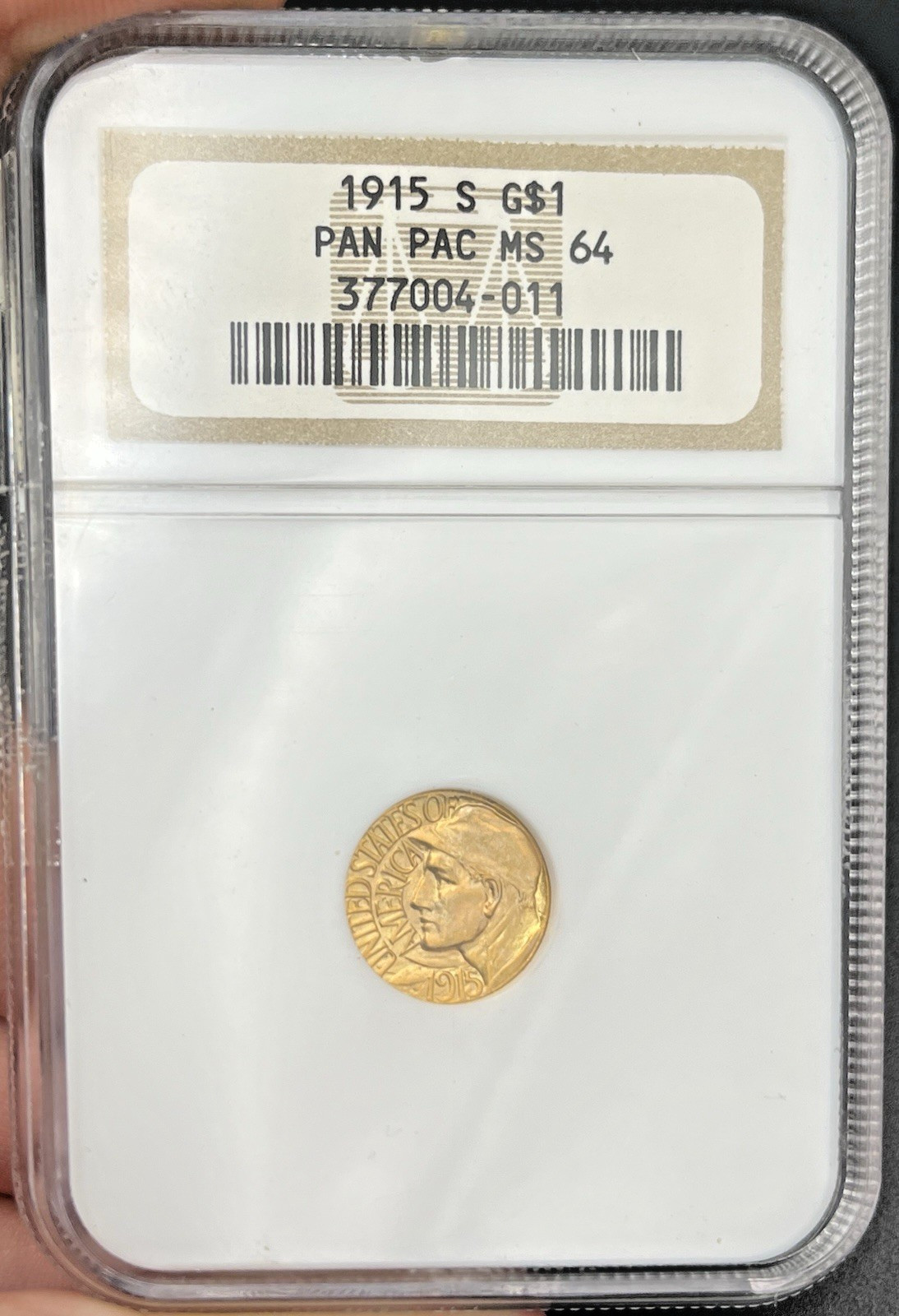1915 S Panama-Pacific PAN-PAC Commemorative Gold Dollar G$1 NGC MS 64 NEAR GEM 1915 S Panama-Pacific PAN-PAC Commemorative Gold Dollar G$1 NGC MS 64 NEAR GEM