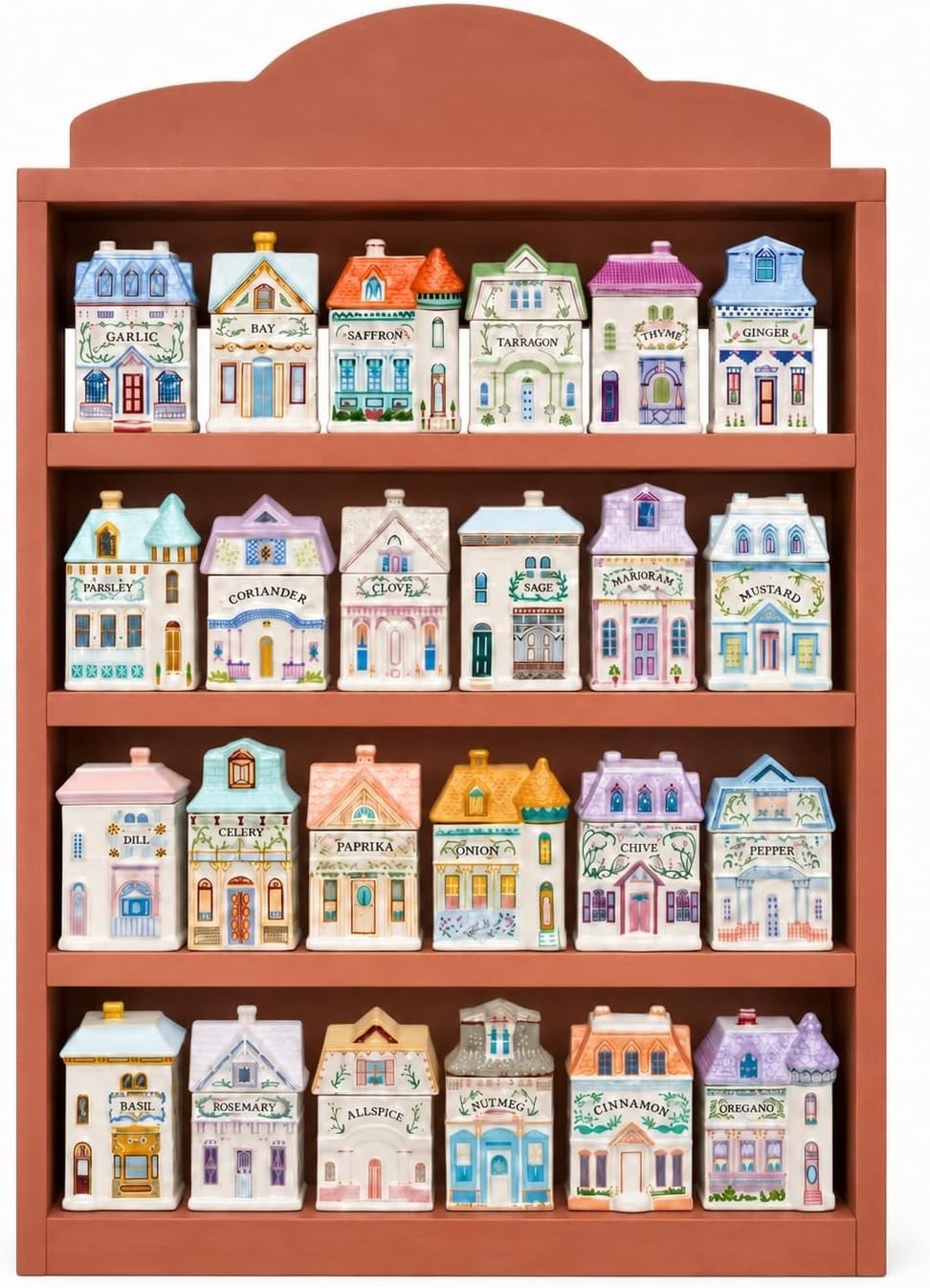 1989s Vintage Spice Village Wooden Rack - Village Spice House Wall-Mounted Displ 1989s Vintage Spice Village Wooden Rack - Village Spice House Wall-Mounted Displ