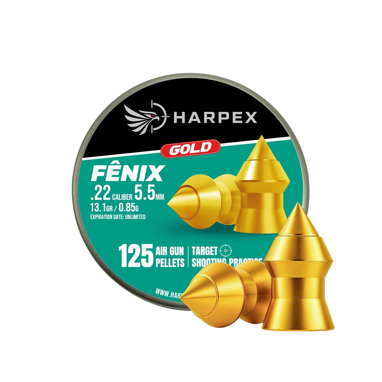 Harpex Fenix Gold .22 (5.5mm) Cal Airgun pellets - Lead Pointed high precision Harpex Fenix Gold .22 (5.5mm) Cal Airgun pellets - Lead Pointed high precision