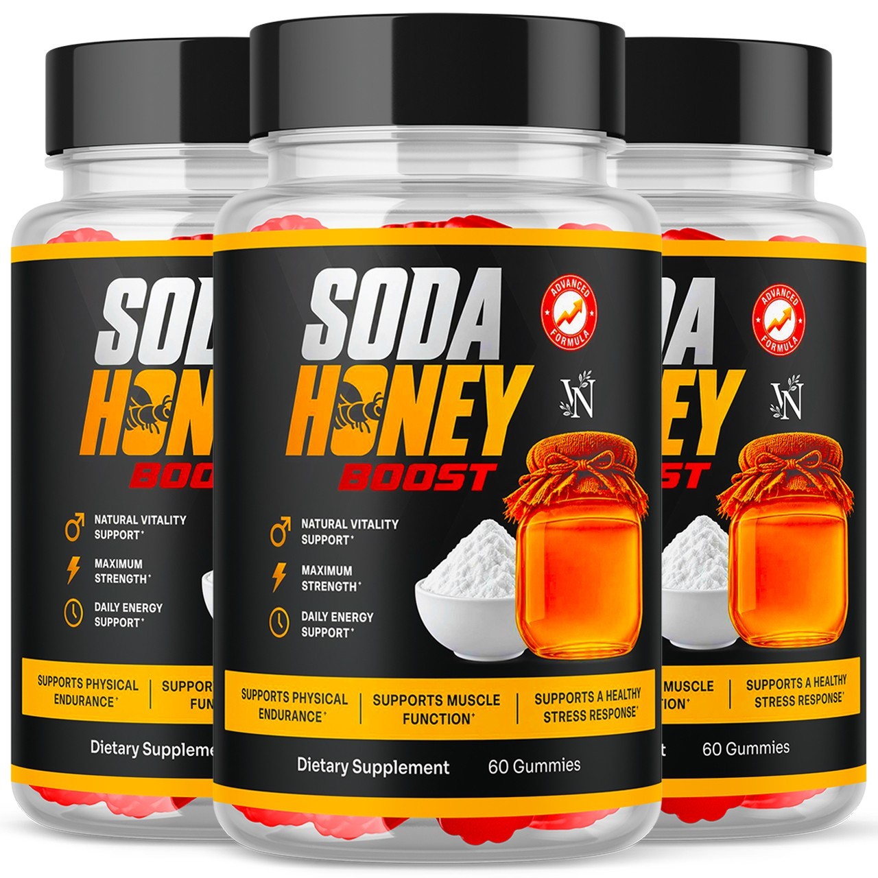 Soda Honey Boost Gummy Advanced Formula Daily Dietary Supplement 180 Gummies