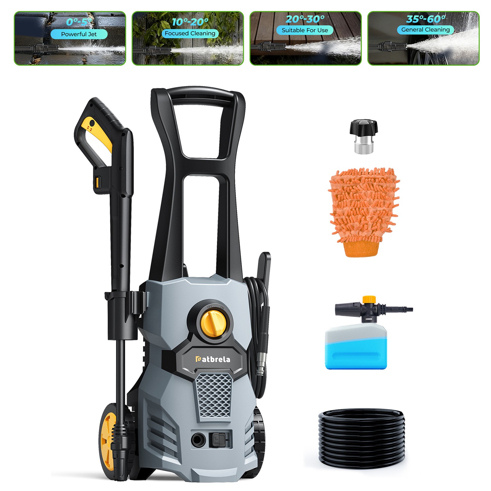 Electric Pressure Washer 1500W High Pressure Washer Portable with 4 in 1 Nozzle