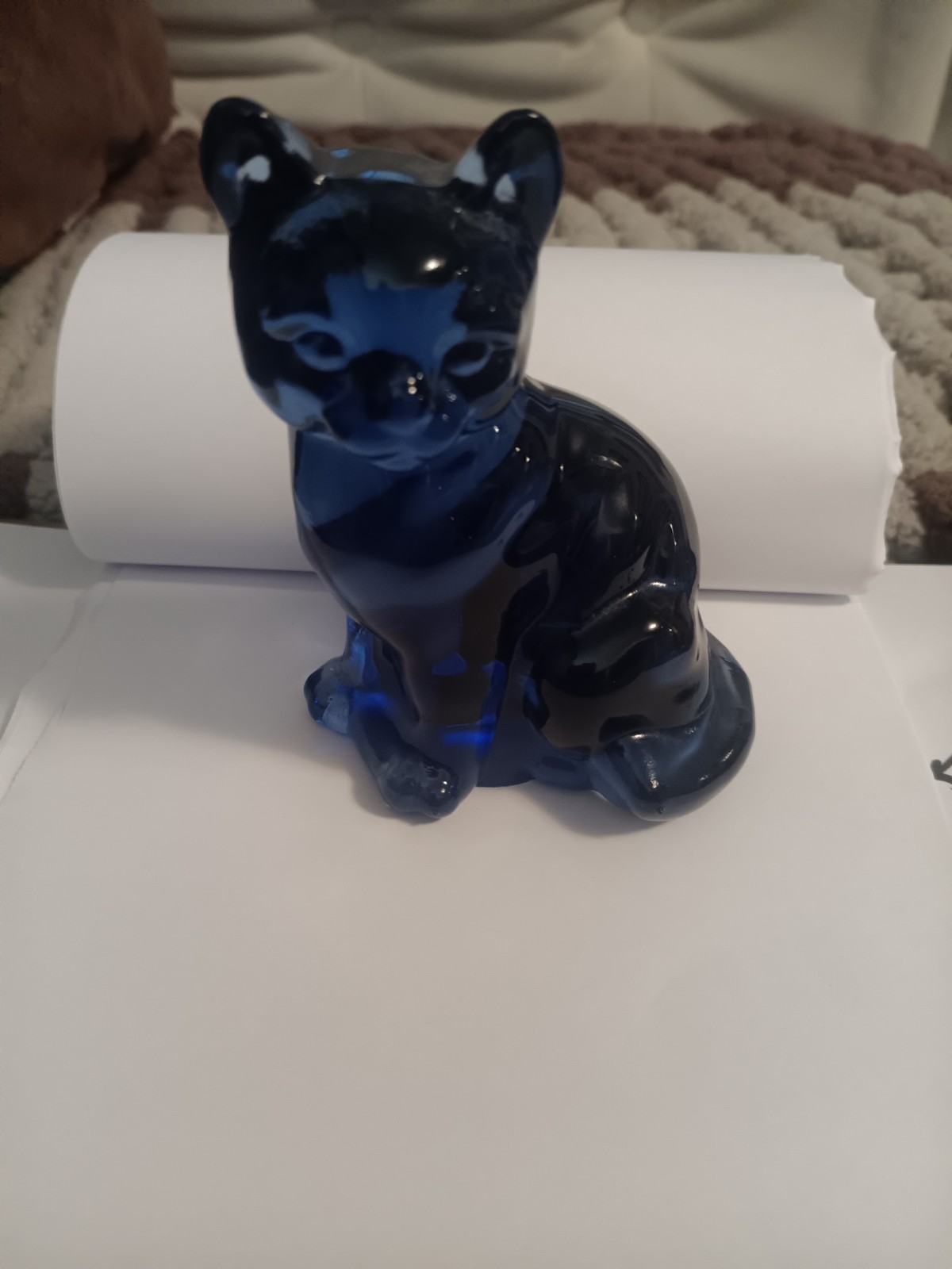 Vintage Fenton Art Glass Sitting Cat/Kitten Figurine Blue Cobalt Vintage Fenton Art Glass Sitting Cat/Kitten Figurine Blue Cobalt