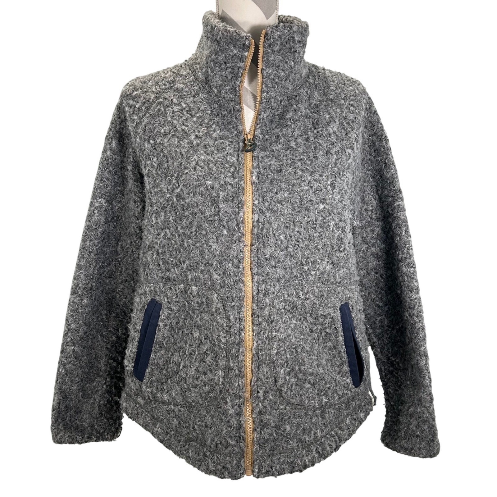 Woolrich Siskiyou Womens Grey Curly Sherpa Fleece Full Zip Jacket Small