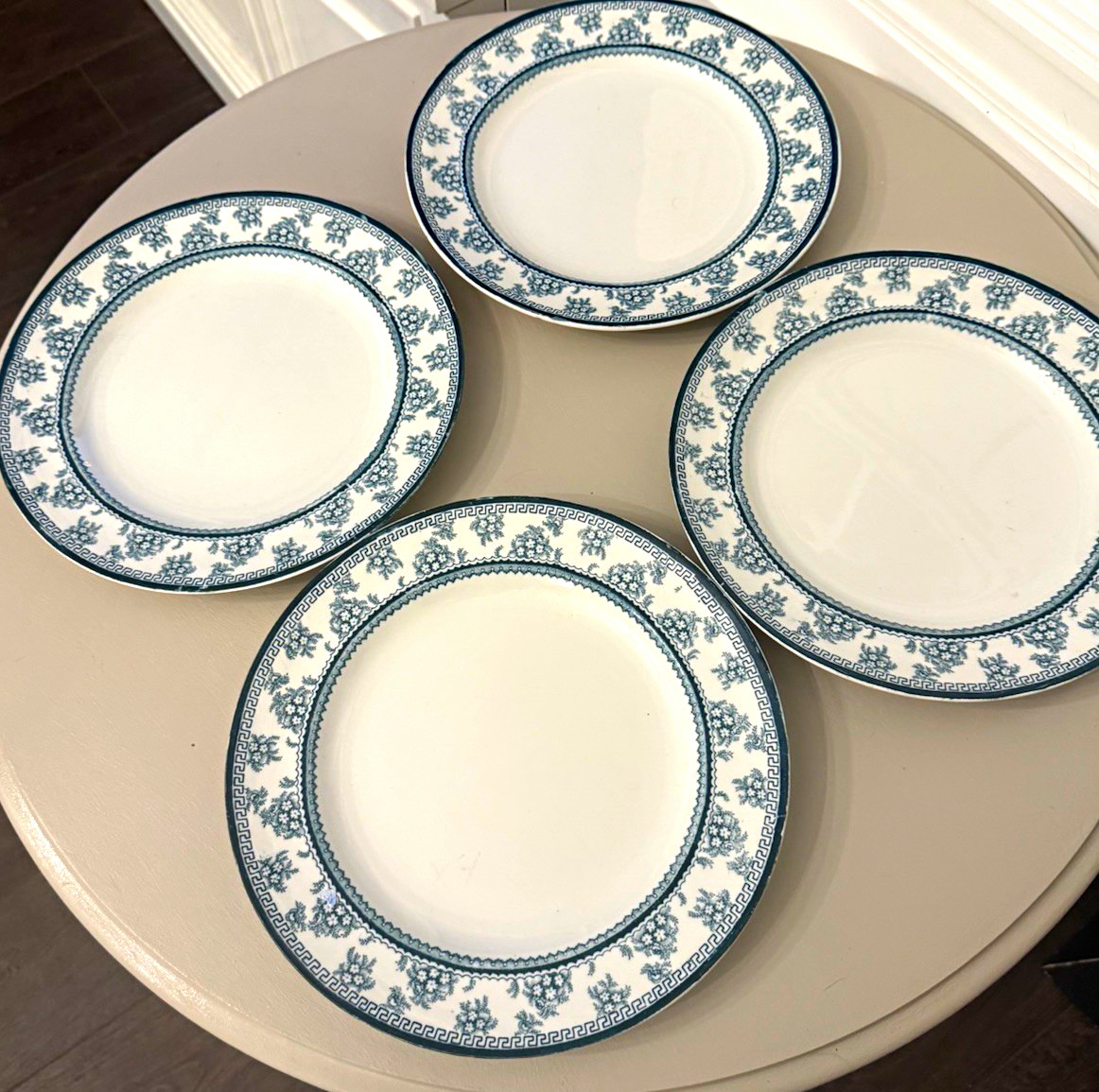 C.1900 antique set of 4 Wood & Sons Torbrex plates, made in England. C.1900 antique set of 4 Wood & Sons Torbrex plates, made in England.