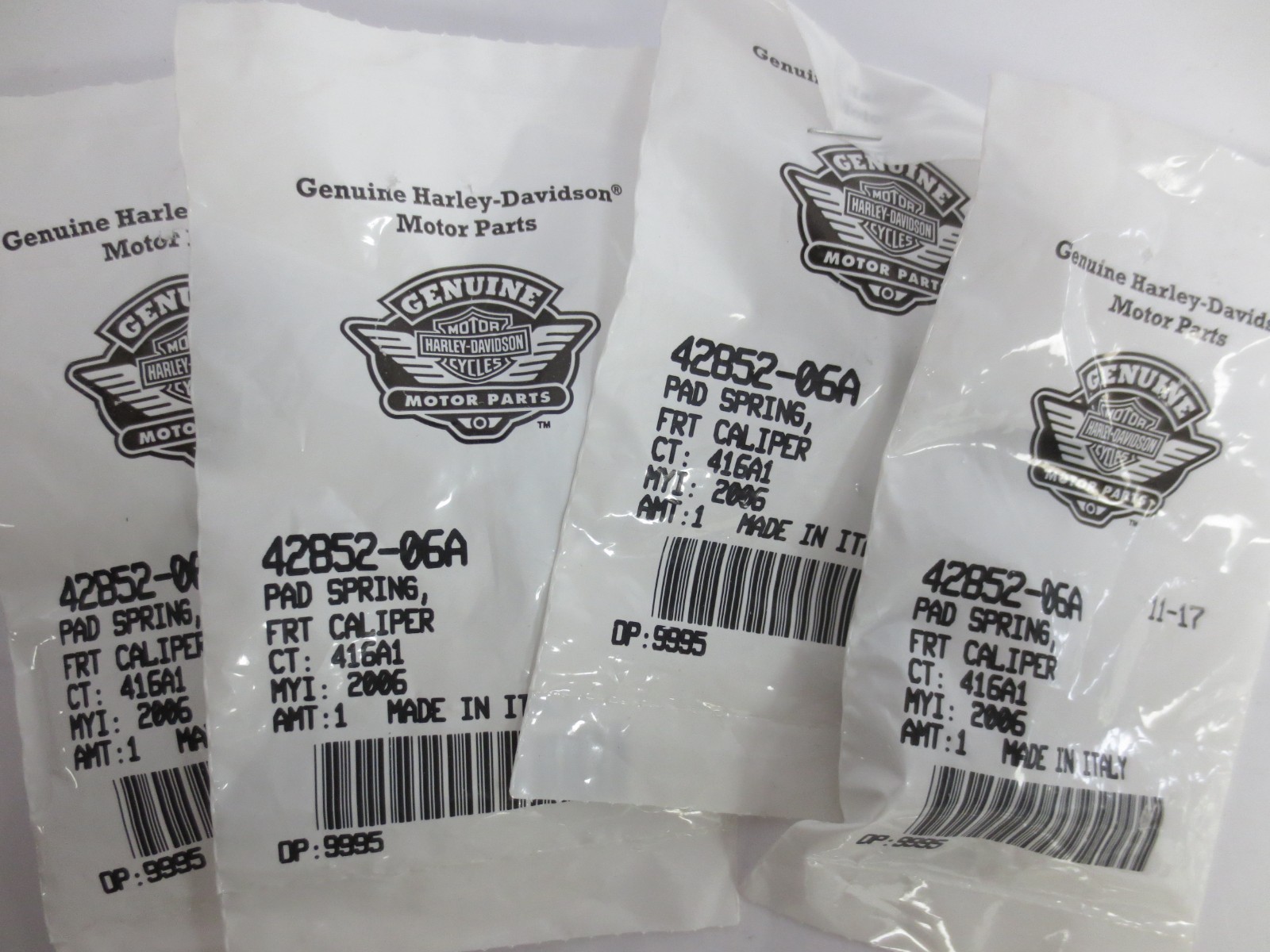 NEW Genuine Harley Davidson OEM Front Caliper Pad Spring (4) 42852-06A NEW Genuine Harley Davidson OEM Front Caliper Pad Spring (4) 42852-06A