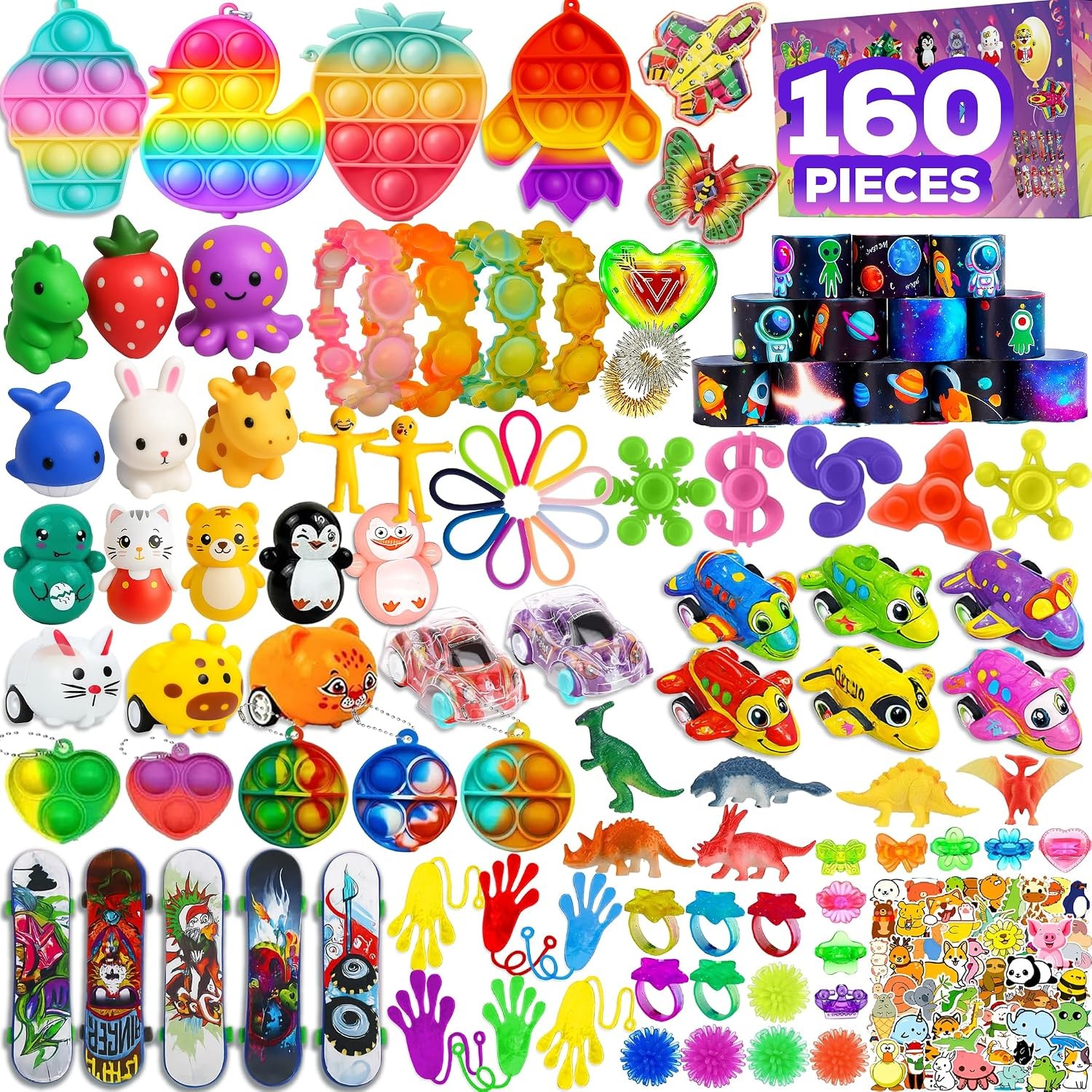 160 Pcs Fidget Toys Party Favors Pack, Randomly Selected Pop Sensory Set Gifts 160 Pcs Fidget Toys Party Favors Pack, Randomly Selected Pop Sensory Set Gifts