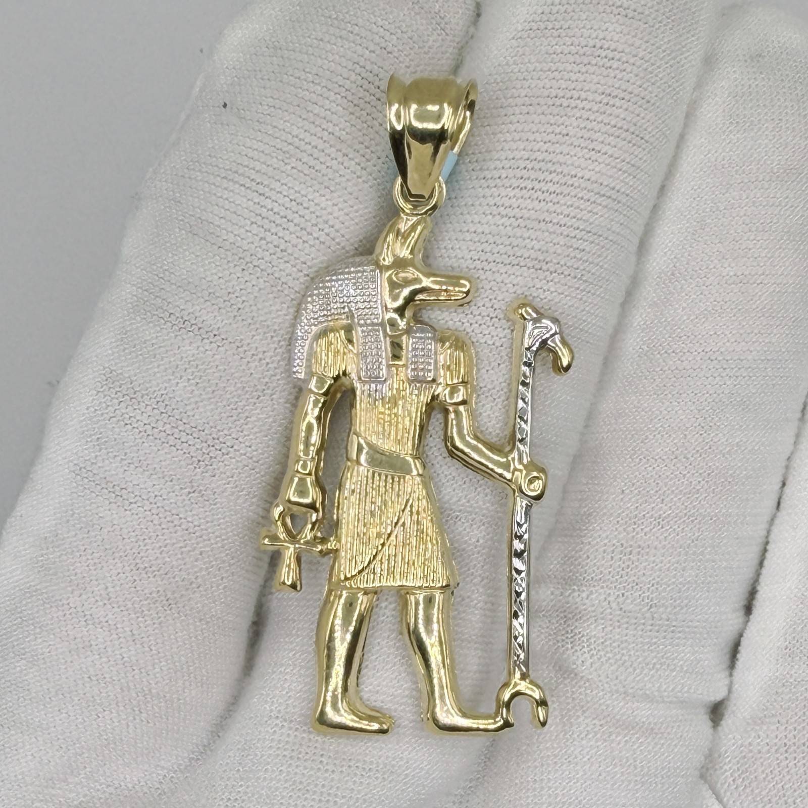 10k TwoTone Gold Mens Hollow Ancient Egyptian God Anubis Religious Pendant 10k TwoTone Gold Mens Hollow Ancient Egyptian God Anubis Religious Pendant