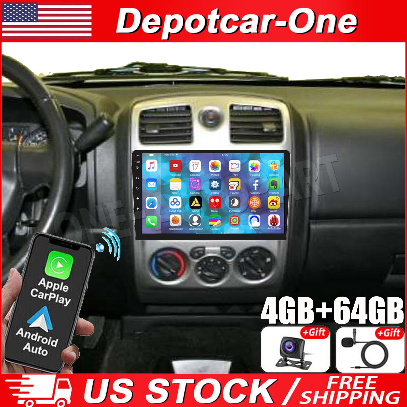 10.1\'\' Car Radio Stereo For GMC Canyon 2004-2008 Android 13 CarPlay GPS 4GB+64GB
