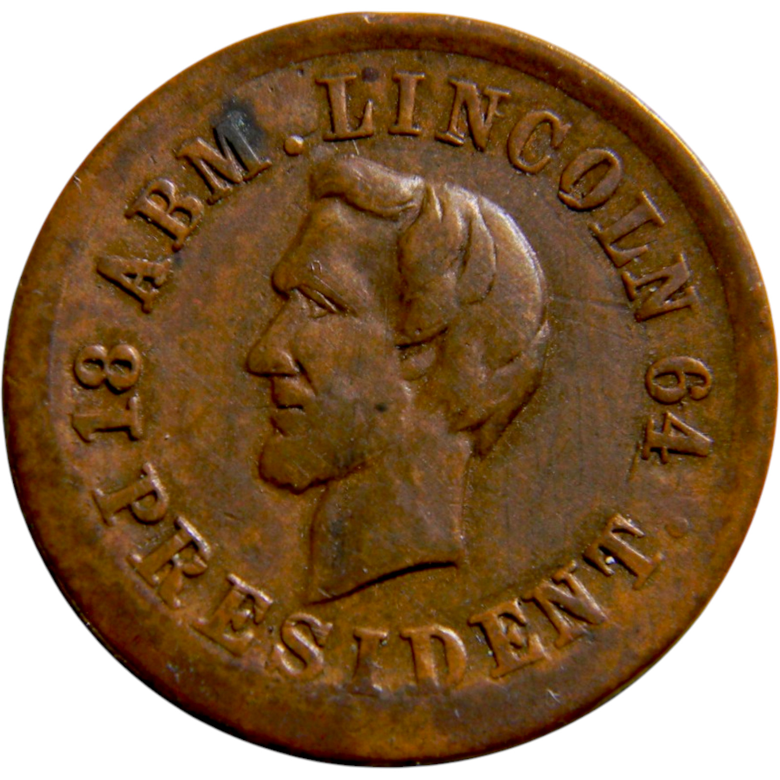 1864 Lincoln Portrait / O.K. Fuld-125/248 a Civil War token (01627) 1864 Lincoln Portrait / O.K. Fuld-125/248 a Civil War token (01627)