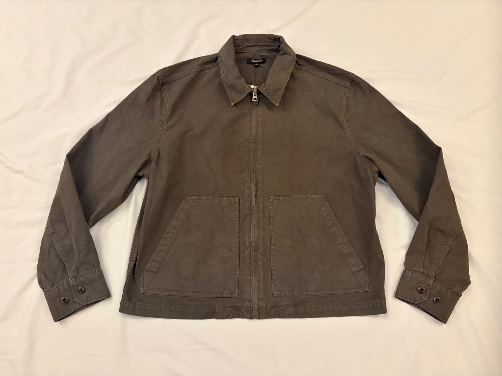 Madewell Men\'s Zip Front Jacket Cotton Canvas, Color Mocha Brown, Size Large