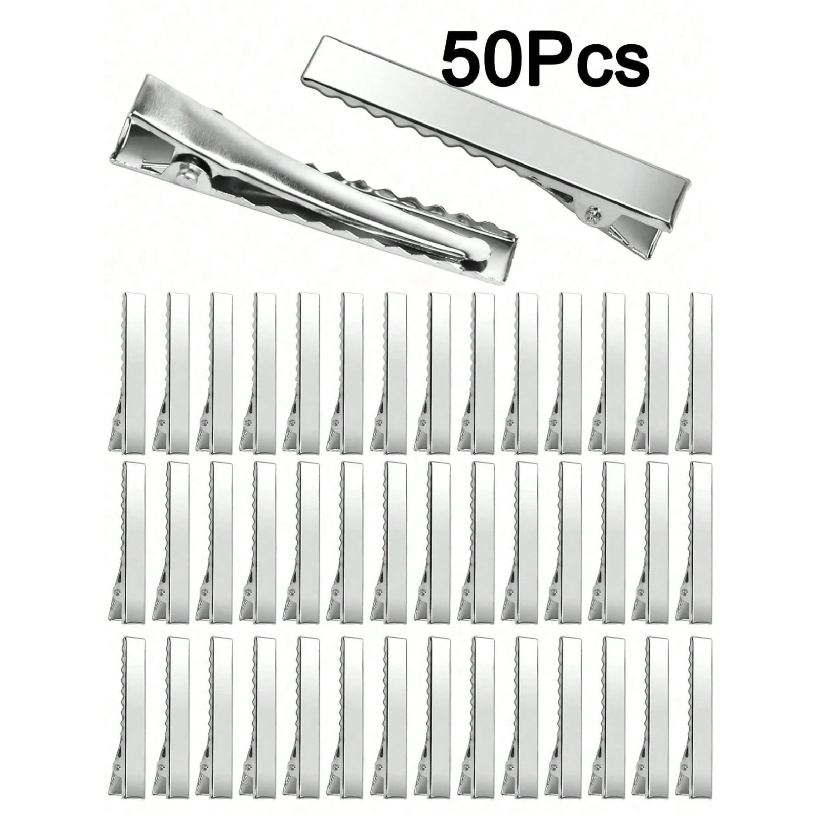50/100pc Silver Alligator Hair Clips Prong Clips with Teeth for Korker Bow Craft