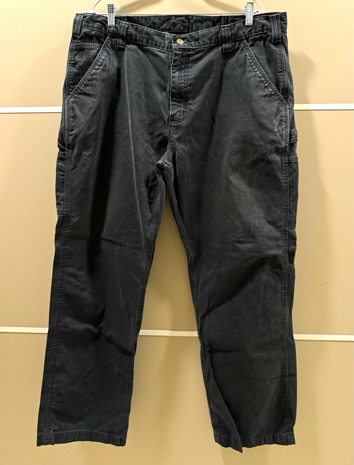 Carhartt Carpenter Work Pants Utility Pocket Black Cotton Canvas 40x30 B01