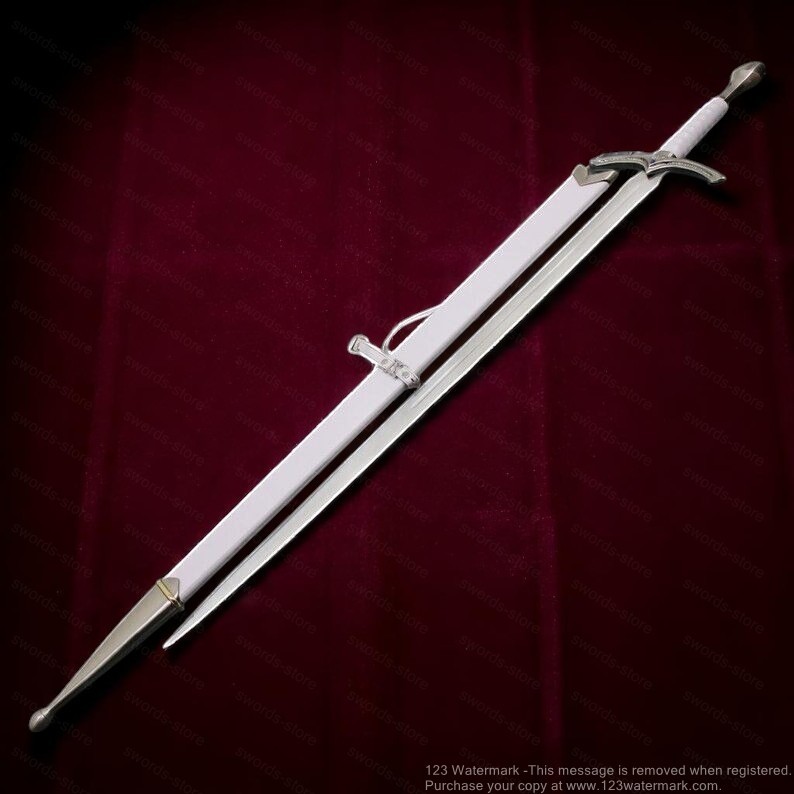 White Glamdring Gandalf Sword W Scabbard LOTR Middle Earth Halloween Cosplay Gif