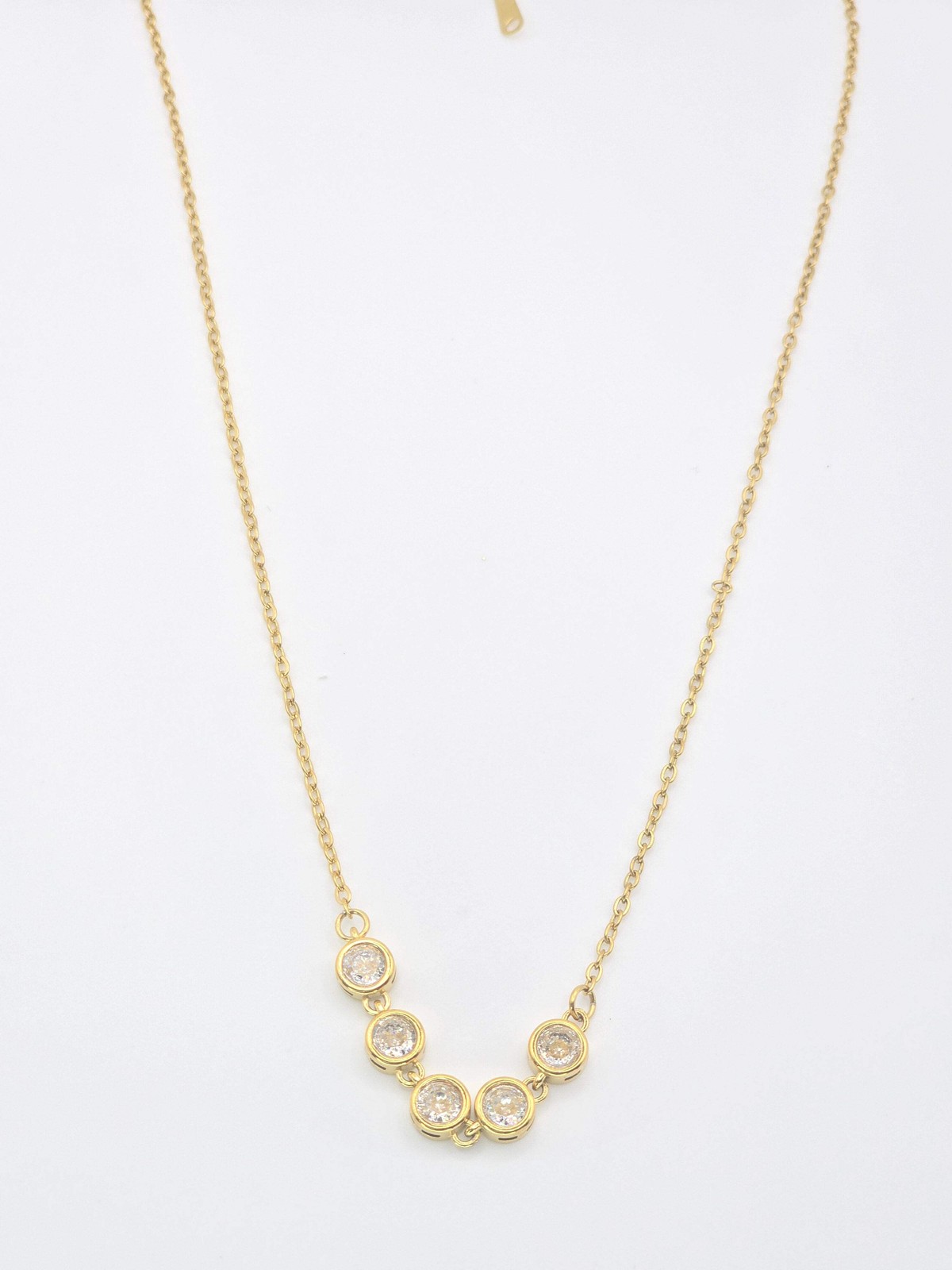 Rosé Luxe Five Stone Gold Necklace